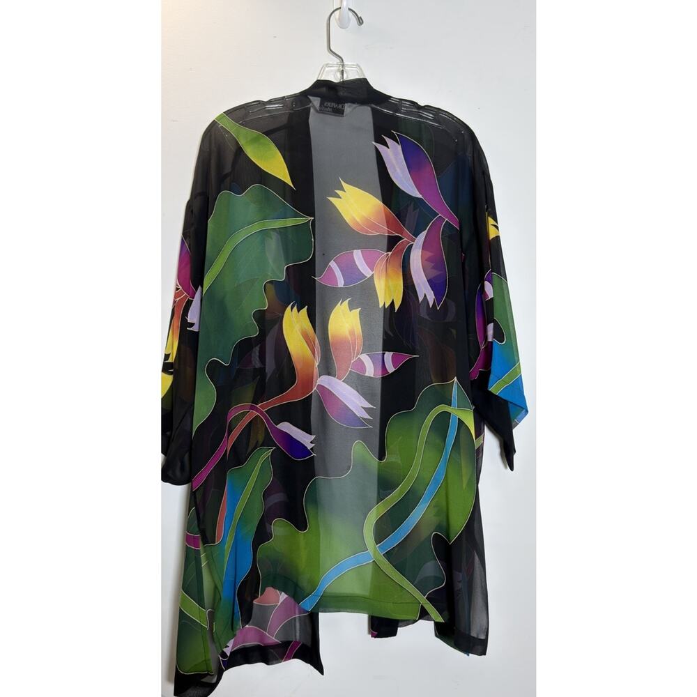 Women’s Sheer Kimono Cover Up Lot 2 Draper’s Studio Floral Plus Size Open Front - Picture 3 of 13